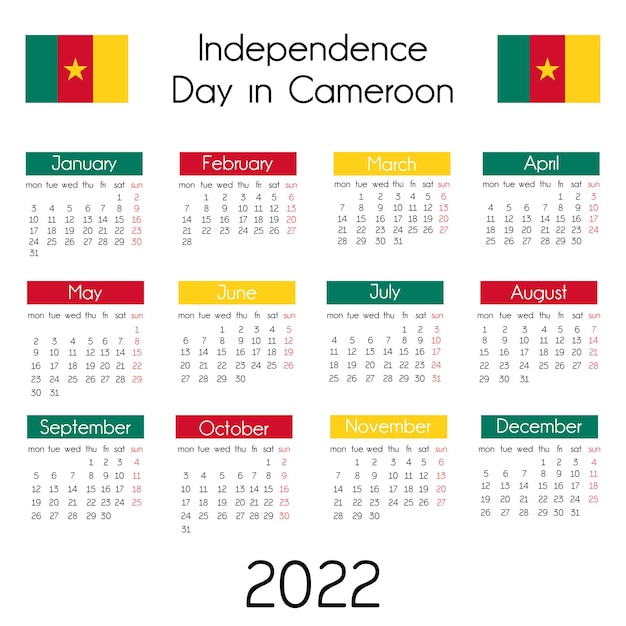 Unabhängigkeitstag in kamerun kalender 2022 jahr