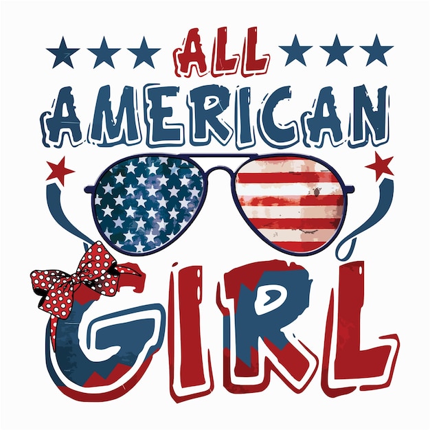 Vektor unabhängigkeitstag usa katzen-t-shirt all american girl