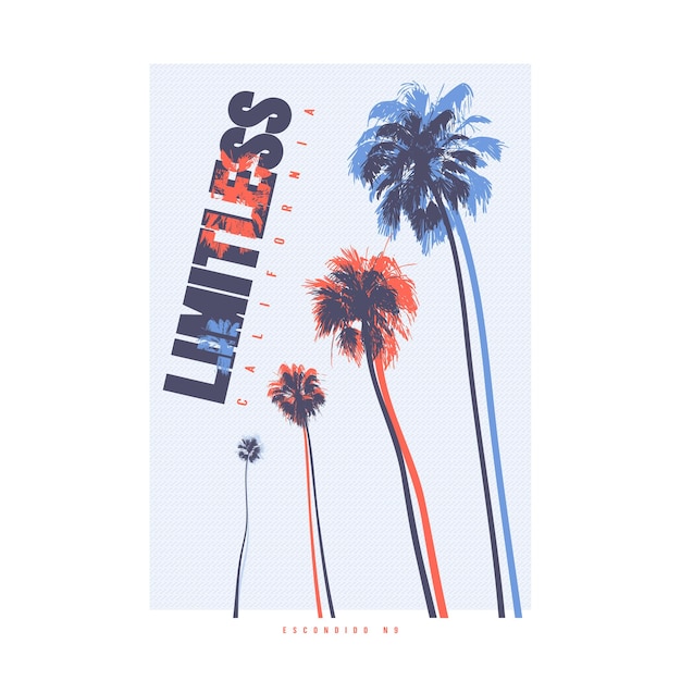 Unbegrenzter kalifornischer vektorgrafik t-shirt-design posterdruck