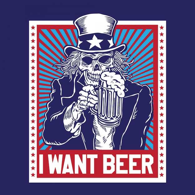 Uncle sam skull beer