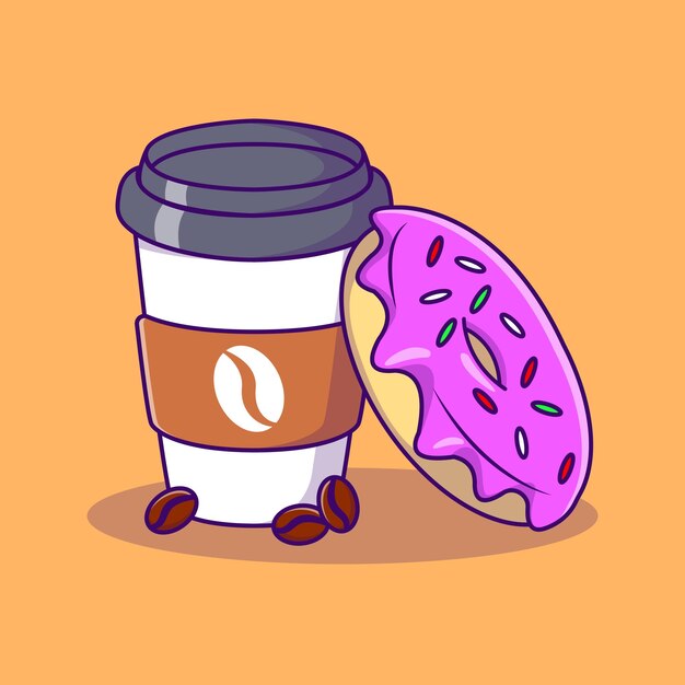 Und ein donut cartoon vektor icons illustration kaffee flach cartoon konzept