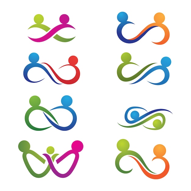 Unendlich Menschen Logo und Symbol für die Familienpflege