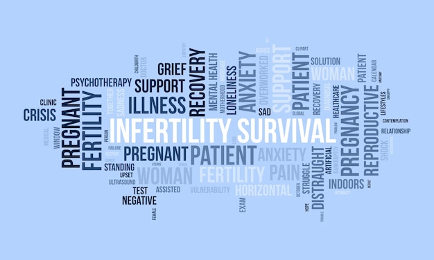 Vektor unfruchtbarkeit überlebens-wortwolk-vorlage gesundheit und medizinisches bewusstsein konzept vektor hintergrund