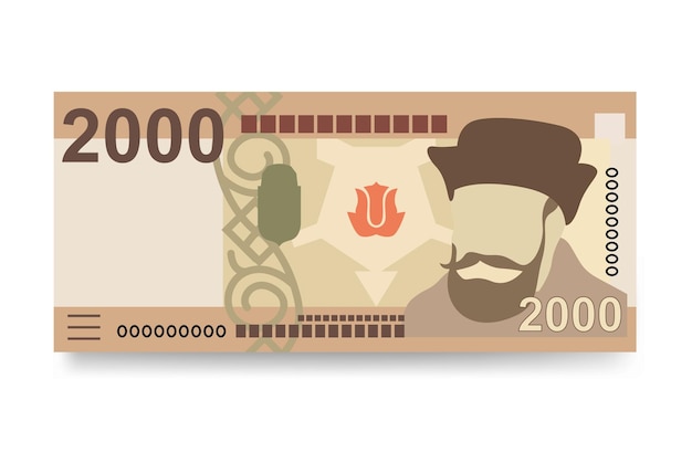 Vektor ungarischer forint-vektor-illustration ungarn geldsatz bündel banknoten papiergeld 2000 huf