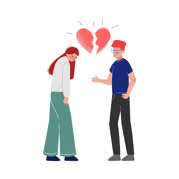 Ungegebene Einseitige Liebe Gebrochenes Herz Teenager Pubertätsprobleme Konzept Vektor-Illustration
