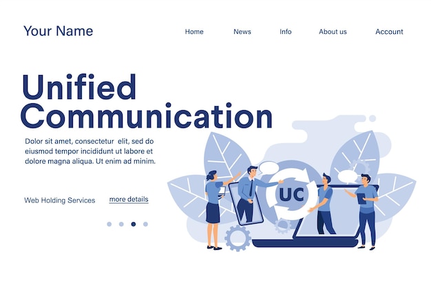 Unified communication illustration geeignet für web-landing-page, ui, mobile app, banner-vorlage.