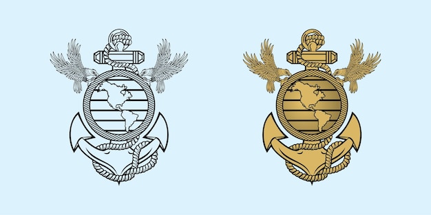 United state marine corps eagle globe und anker ega designillustration