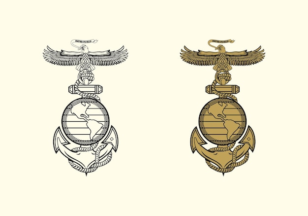 United state marine corps eagle globe und anker ega designillustration