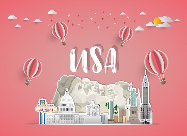 United States of America Landmark Global Travel & Journey Papier Hintergrund. Präsentation.