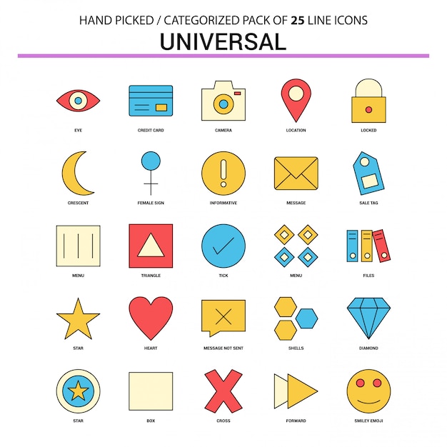 Universal flat line icon set