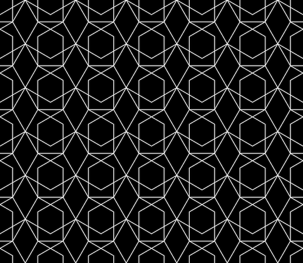 Universelles, hochwertiges, nahtloses geometrisches Muster mit bearbeitbarer Strichstärke, Schnittmaske. Abstrakter schwarz-weißer Vektorhintergrund im klassischen Stil