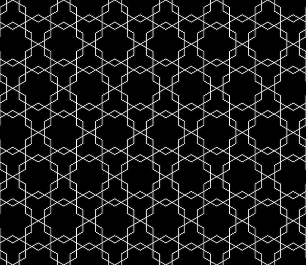 Universelles, hochwertiges, nahtloses geometrisches muster mit bearbeitbarer strichstärke, schnittmaske. abstrakter schwarz-weißer vektorhintergrund im klassischen stil