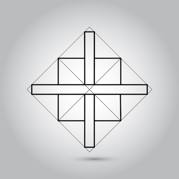 Unmöglicher geometriesymbolvektor auf grauem hintergrundheilige geometriesymbole und zeichenvektorillus...