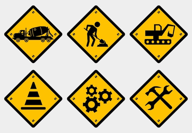 Vektor unter bau warnschild icon set bündel piktogramm druckbare schilder poster vorlage design