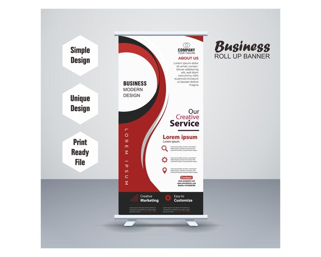 Unternehmens-Roll-up-Banner, einfacher Vorlage-Design-Vektor