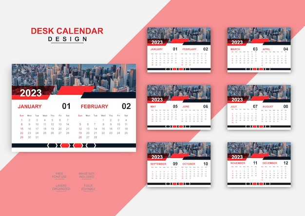 Unternehmensmoderne 6-seitige Tischkalender-Designvorlage