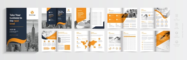 Unternehmensprofil-broschüren-vorlagen-layout-design orangefarbene form business-broschüren-vorlage