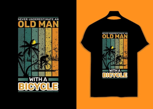 Unterschätzen sie niemals einen alten mann mit einem fahrrad-retro-t-shirt-design