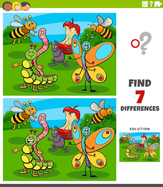 Unterschiede lernspiel mit insektenfiguren