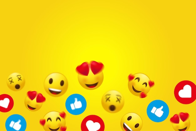 Vektor unterschiedlicher emojis-hintergrund für soziale medien