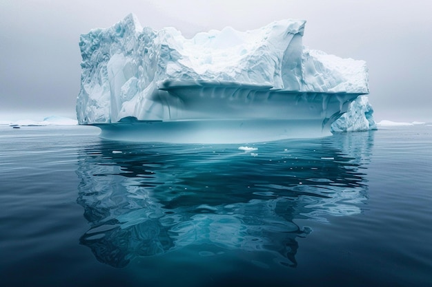 Unterwasseransicht eines großen Eisbergs mit einem wunderschönen, durchsichtigen Meer im Hintergrund