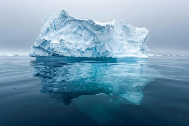 Unterwasseransicht eines großen Eisbergs mit einem wunderschönen, durchsichtigen Meer im Hintergrund
