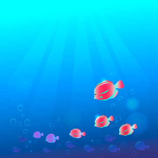 Unterwassersommerhintergrund mit ozeanfischen vektorillustration