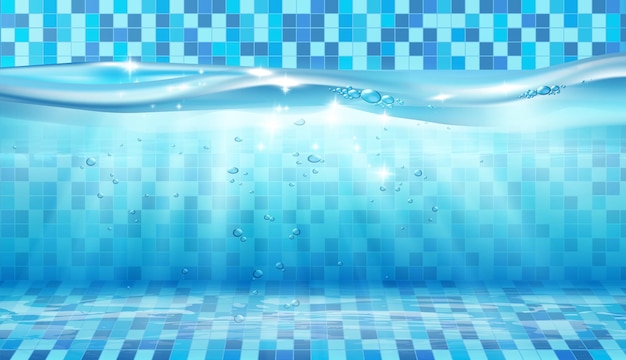 Unterwasserwelle in der realistischen Illustration des Pools