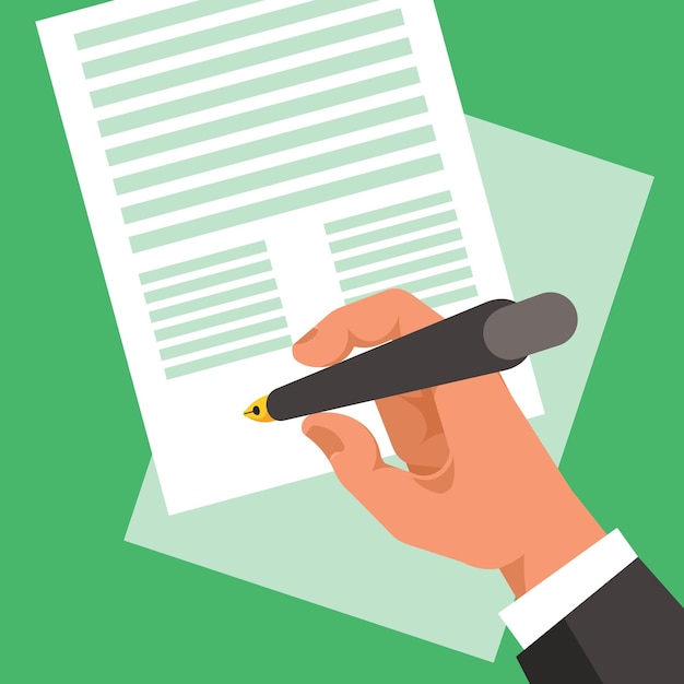 Unterzeichnung eines Vertrages mit einem Stift isoliert auf transparentem Hintergrund