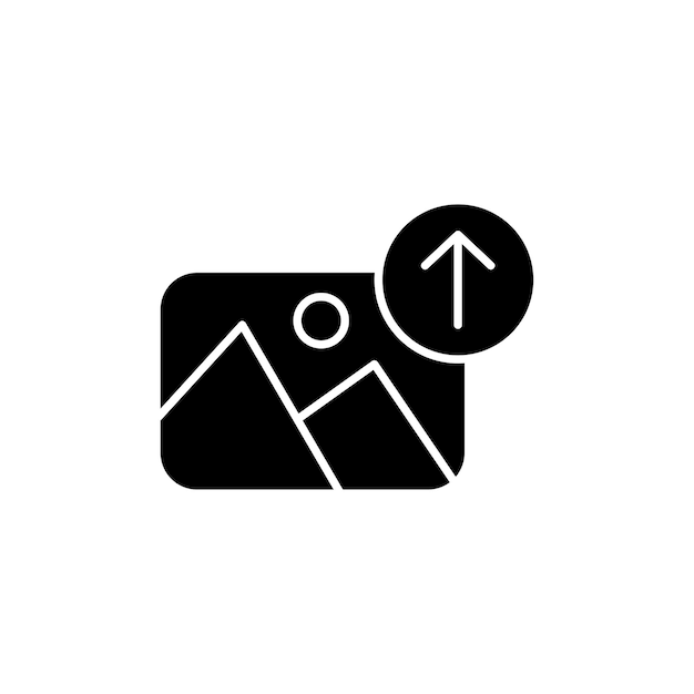 Upload Photo Icon Set Bild Bild und Kamera Vektor-Symbol in einem schwarzen gefüllten und umrissenen Stil Digital Sharing Sign