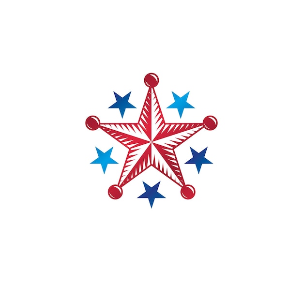 Vektor uraltes stern-emblem. heraldisches vektorgestaltungselement, 5-sterne-preissymbol. etikett im retro-stil, heraldik-logo.