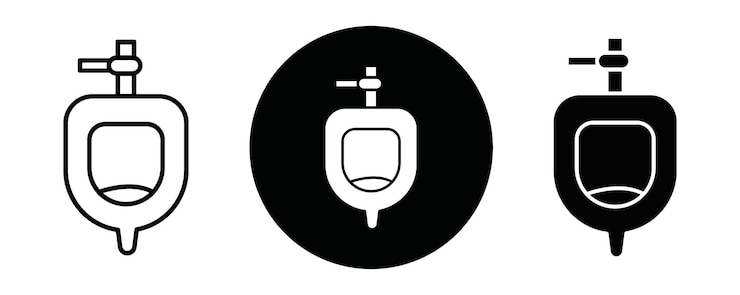 Vektor urinal umriss ikonen sammlung oder set urinal dünne vektorlinie kunst
