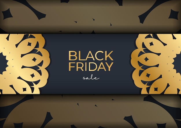 Urlaub poster vorlage für black friday dunkelblau mit vintage gold ornament