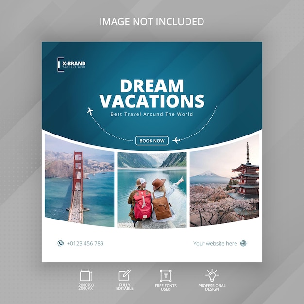 Urlaub Reisen Urlaub Modern Business Flat Social Media Instagram Post