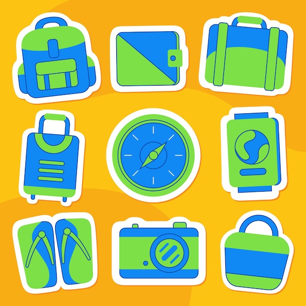 Urlaub Sticker Pack im flachen Stil