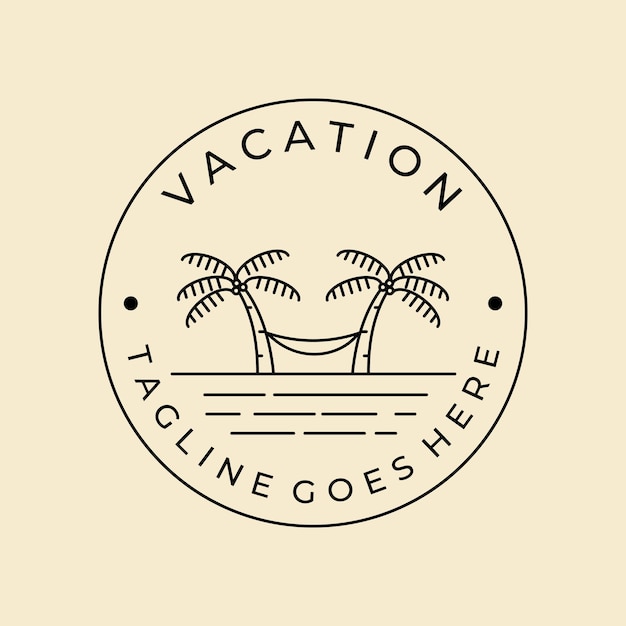 Urlaub strand hängematte linie kunstabzeichen logo vektor minimalistisches design