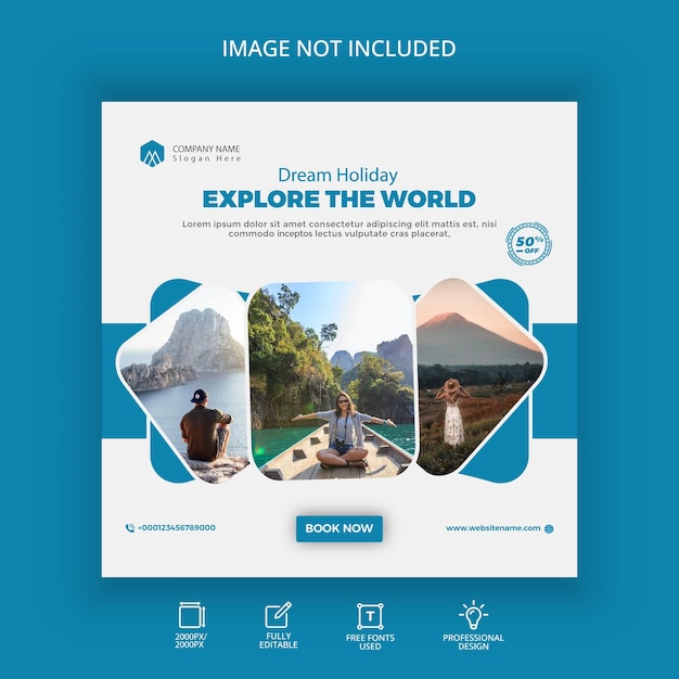 Urlaubsreisen, modernes Business-Instagram-Banner-Vorlagendesign