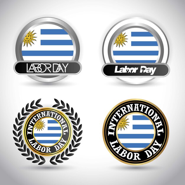 Uruguay-flagge mit arbeitstagesdesignvektor