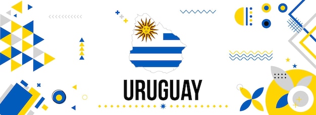 Vektor uruguay-national- oder unabhängigkeitstag-banner für die feier des landes flagge und karte von uruguay