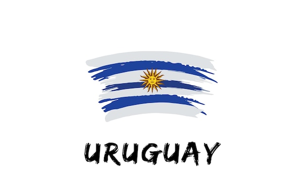 Uruguay Pinsel gemalt Landflagge Gemalt Textur weißer Hintergrund Nationaltag oder Unabhängigkeit