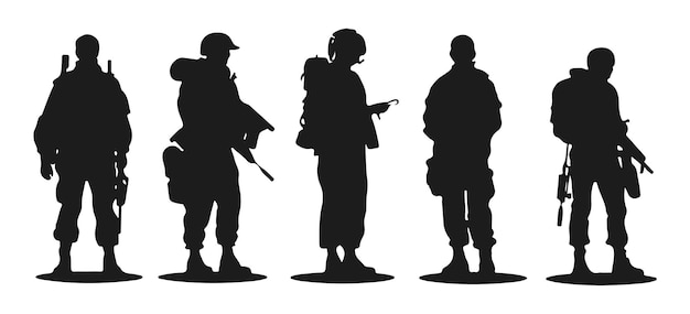 US-Armee-Siluette-Vektor-Illustrations-Set für Soldaten