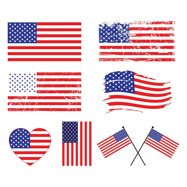 US-Flagge auf weißem Hintergrund