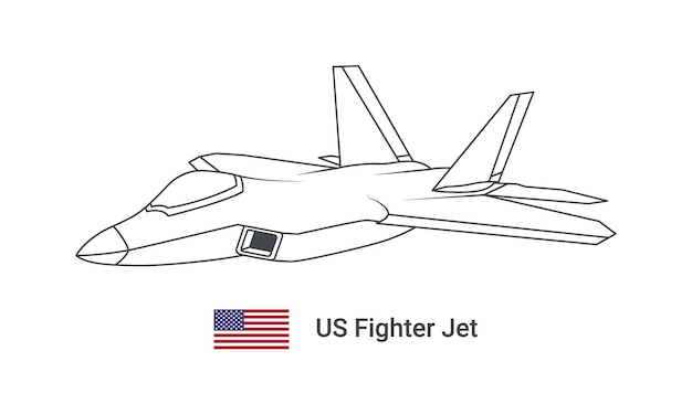 Us-kampfflugzeug-umriss-vektor-illustration