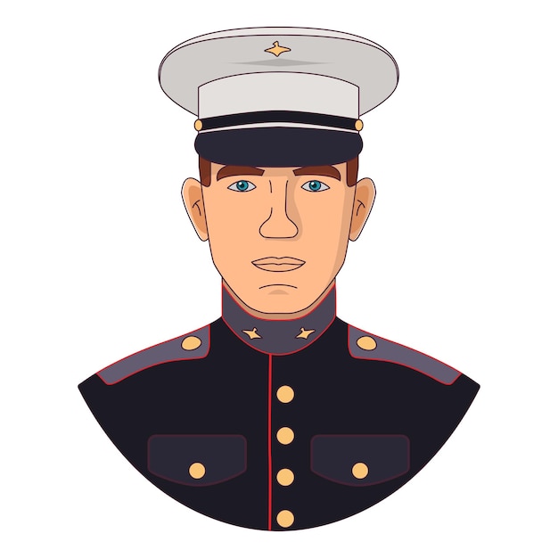 US-Militär in voller Kleidung. Marinesoldat. Uniform des männlichen Soldaten.