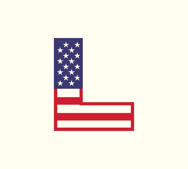 Vektor usa buchstabe l großbuchstaben amerikanische flagge logo