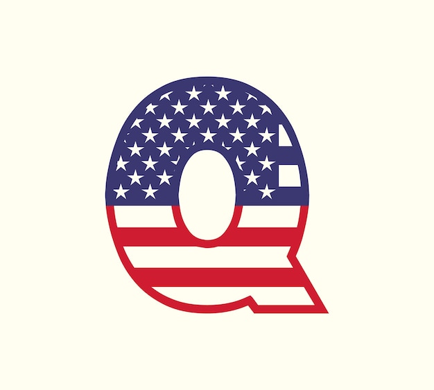 Vektor usa buchstabe q großbuchstaben amerikanische flagge logo