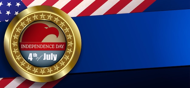 Usa-flaggenillustration nationales symbol von amerika rundes goldabzeichen