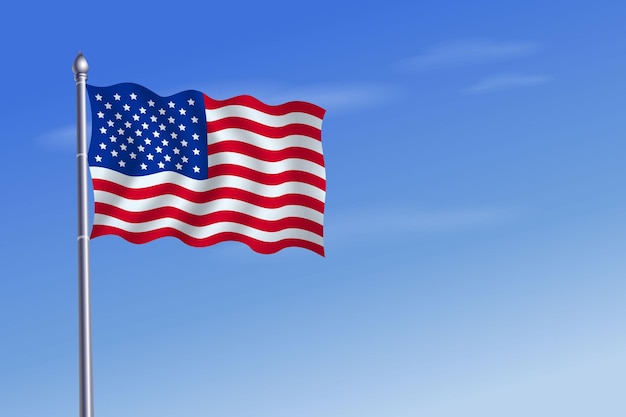 USA oder Vereinigte Staaten kennzeichnen Unabhängigkeitstag-Hintergrund mit blauem Himmel
