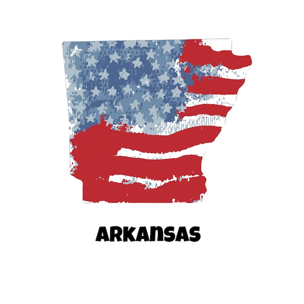 USA Staat Arkansas Amerikanische Flagge Aquarell Hintergrund