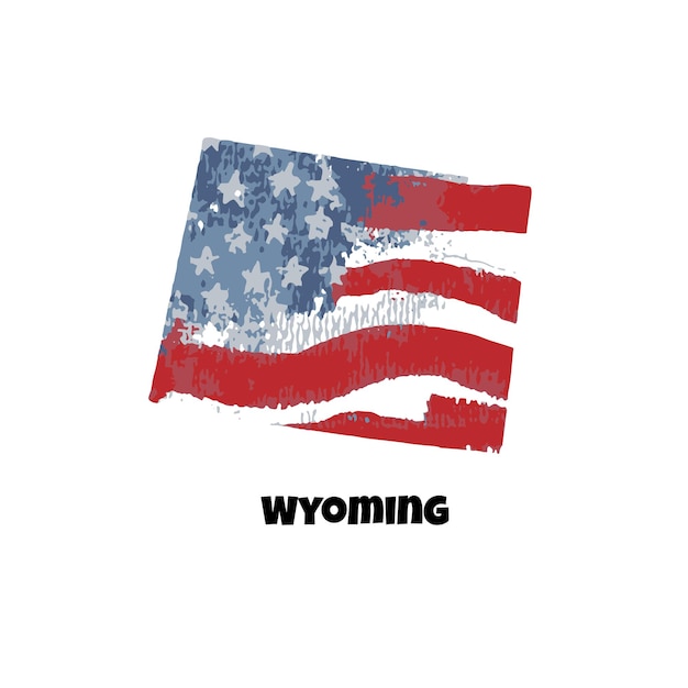 Usa staat wyoming amerikanische flagge aquarell hintergrund